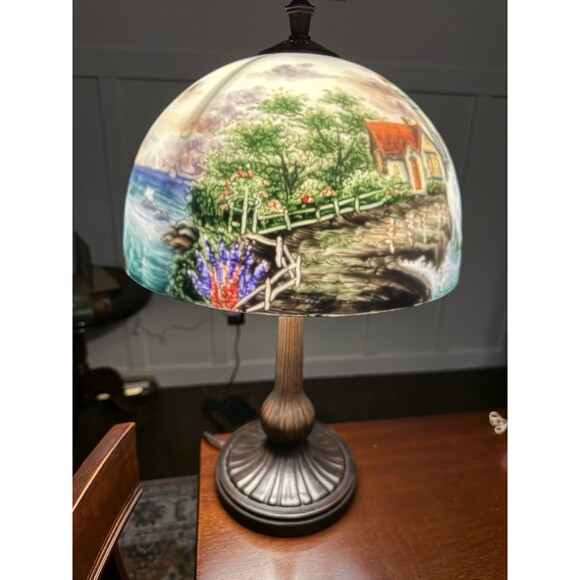 RARE Thomas Kinkade 'Beacon Of Hope’ Reverse Painted Table Lamp 19.5” - Picture 1 of 14